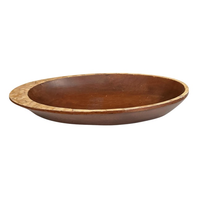 Mid Century Wood and Capiz Shell Catchall Bowl For Sale