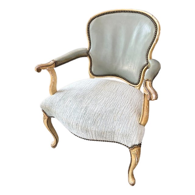 19th Century Louis XVI Style Blue Fauteuil For Sale