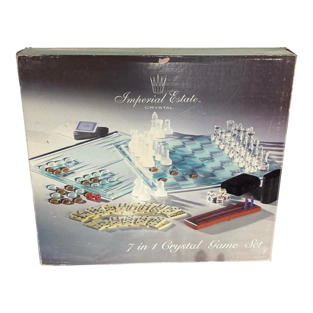 Crystal Game Set-7 in 1 Game Set by Emperial Estate Crystal With Chess, 1980s For Sale
