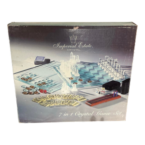 Crystal Game Set-7 in 1 Game Set by Emperial Estate Crystal With Chess, 1980s