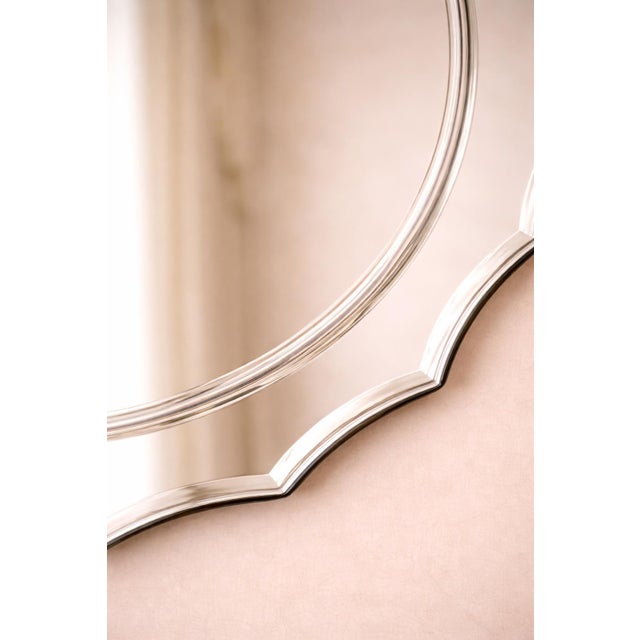 Mid 20th Century Vintage Frameless Scalloped Oval Wall Mirror With Beveled Edge For Sale - Image 5 of 6