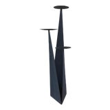 Image of Paul Evans Style Brutalist Forged Iron Sculptural Geometric Floor Candle Pillar Holder For Sale