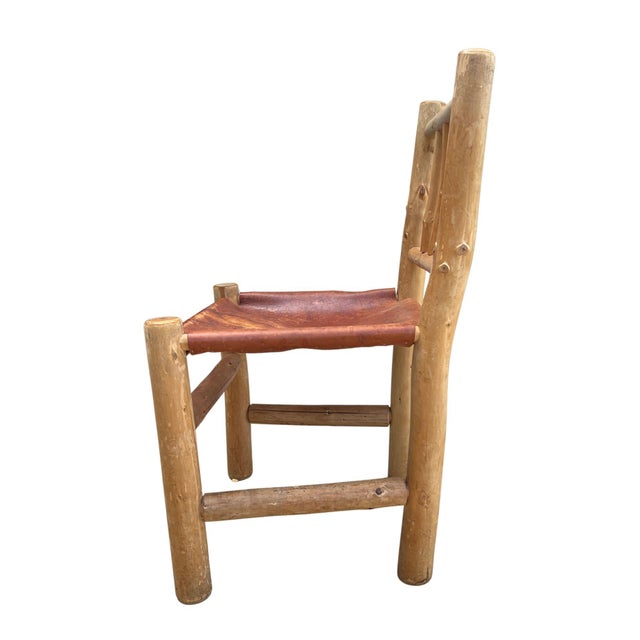 Vintage Rustic Log Chair & Stool Set For Sale - Image 6 of 17