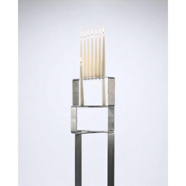 Contemporary Viewpoint Floor Candleholder in Stainless Steel by Metalmorphosis Studio For Sale - Image 3 of 8