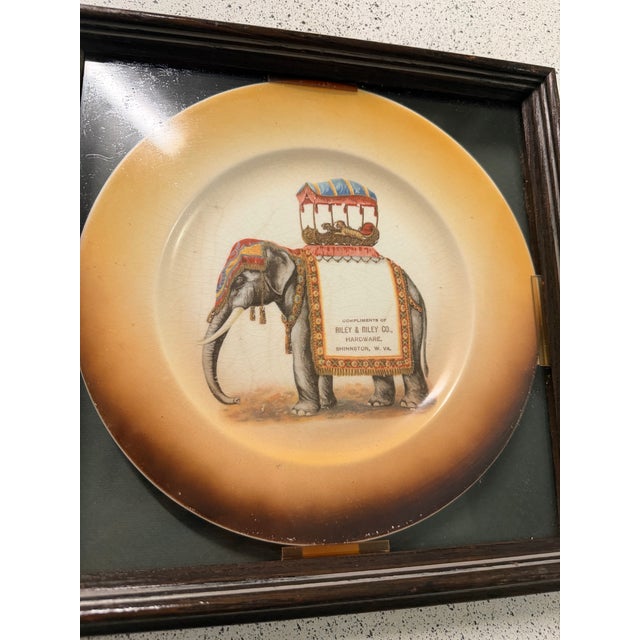 American Rare 1911 Antique Taylor Smith Taylor Circus Elephant Dinner Plate in Frame For Sale - Image 3 of 5