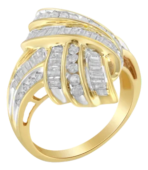 10K Yellow Gold Diamond Bypass Cocktail Ring (1 1/5 Cttw, I-J Color, I2-I3 Clarity) - Size 6