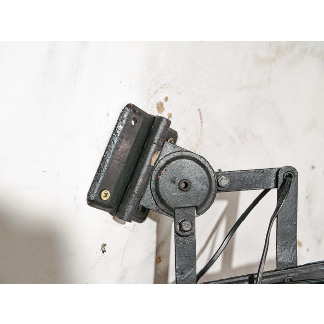 Industrial Black Scissor Wall Lamp with Extendable Harmonica from Adem, Netherlands, 1940s For Sale - Image 6 of 13