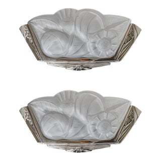 1930s French Art Deco Wall Sconces by Degue France - a Pair For Sale