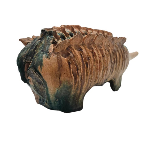 California Brutalist Studio Pottery Echidna Sculpture 14.5" Majolica Ceramic For Sale - Image 11 of 15