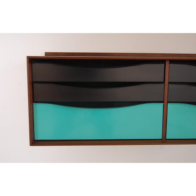 Vintage Mid Century Modernist Walnut and Metal Wall Hanging