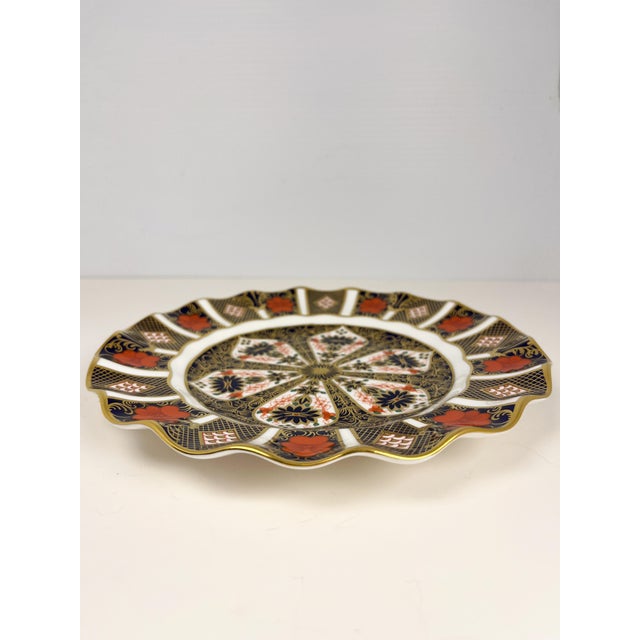 Royal Crown Derby Porcelain 1980s Royal Crown Derby Old Imari 1128 Fluted Dessert Plate For Sale - Image 4 of 11