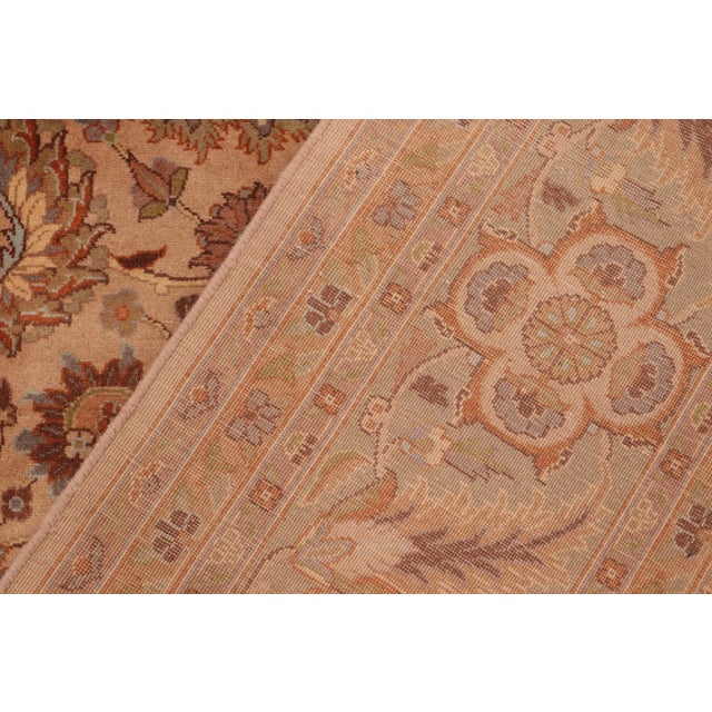 Textile Floral 1990's Pak-Persian Taupe/Green Wool Rug - 6'0'' X 8'7'' For Sale - Image 7 of 9