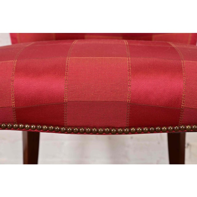 Brown Baker Furniture English Regency Carved Mahogany Upholstered Dining Chairs, Set of Four For Sale - Image 8 of 13