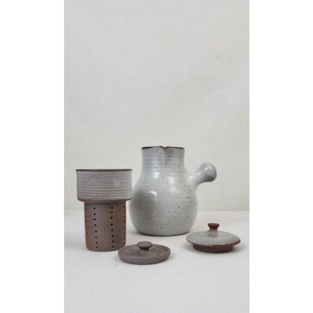 Gray Stoneware Coffee Service by Jeanne & Norbert Pierlot, 1970s, Set of 7 For Sale - Image 8 of 18