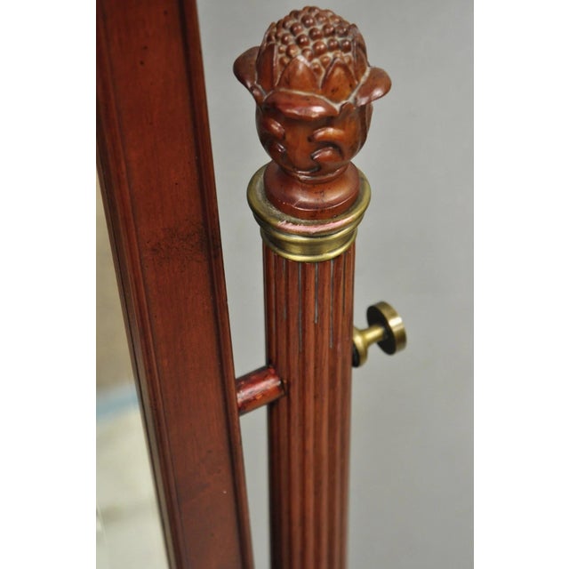 Bombay Company Cherry Wood Victorian Style Standing Cheval Mirror With Drawer For Sale - Image 11 of 18
