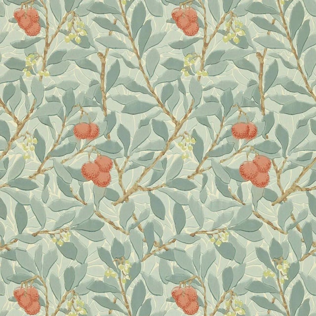 Morris & Co Arbutus Wallpaper in Slate/Russet For Sale