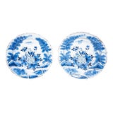 Pair of Delft Blue and White Chargers For Sale