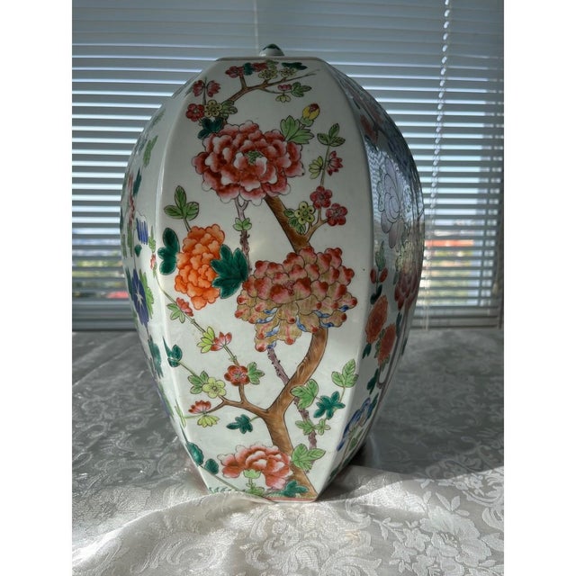 Vintage 14 Chinese Famille Rose Hexagonal Ginger Jar Peony Millefleurs For Sale In San Francisco - Image 6 of 8
