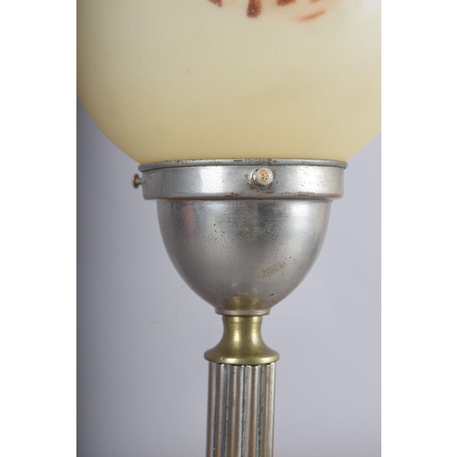 Vintage Art Deco Machine Age Table Lamp with Frosted Glass Globe, 1920s For Sale - Image 14 of 16