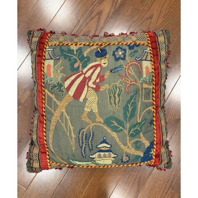 Chinoiserie Vintage Boho Maximalist Throw Pillow Set (2 Pieces) For Sale - Image 3 of 12