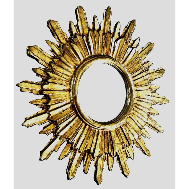 Vintage French Giltwood Sunburst Wall Mirror, 1950s For Sale - Image 11 of 11