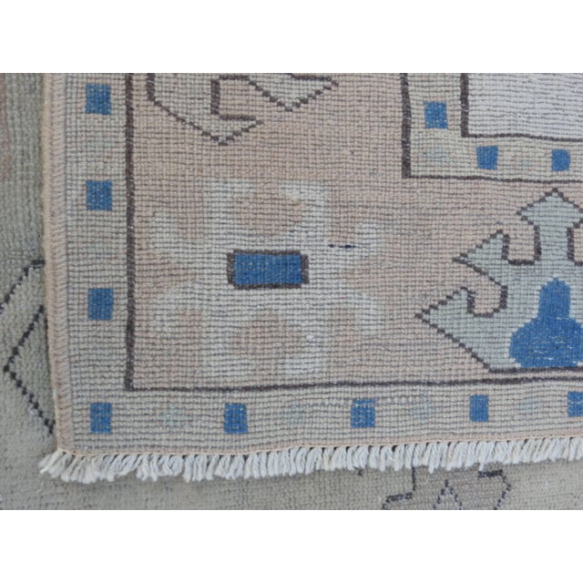 1940s Antique Oushak Neutrals, Teal and Flesh Tones For Sale - Image 5 of 11