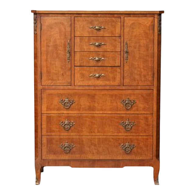 Mid 20th Century Henredon French Provincial Tall Boy Dresser – Louis XVI Style Walnut, American Fine Furniture For Sale