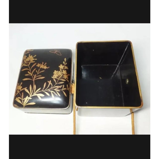 Textile Early 19th C Japanese Black and Gold Maki-E Lacquered Tebako For Sale - Image 7 of 9