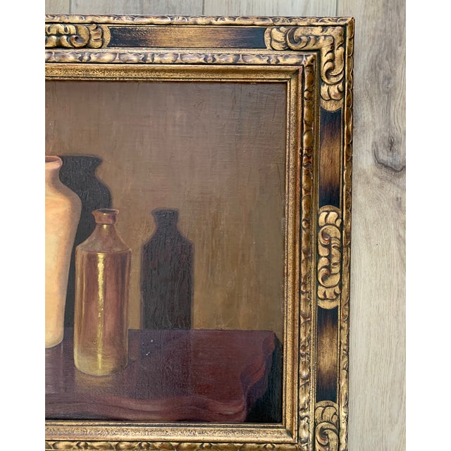 1930s 1930's Original Oil Still Life With Three Vessels For Sale - Image 5 of 8