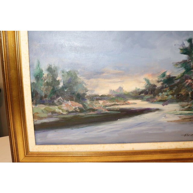 Abstract Expressionism Large Vintage Original F. Perrutti Abstract Expressionism Oil Painting Landscape For Sale - Image 3 of 12
