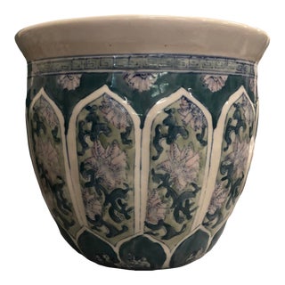Vintage Chinese Porcelain Planter Floral Motif For Sale