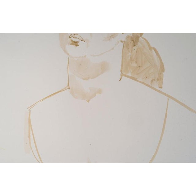 Face of a Young Woman, 20th Century, Watercolor on Paper For Sale - Image 3 of 6