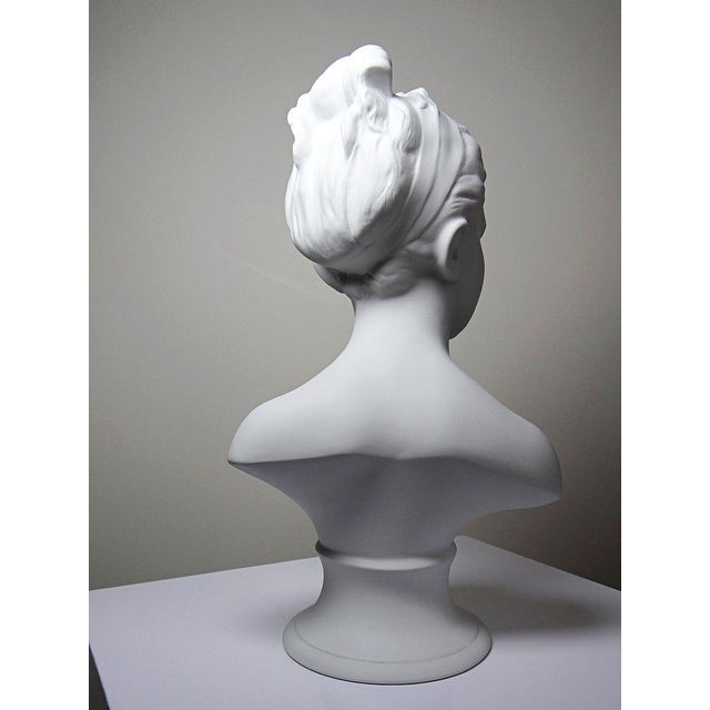 Bust of Louise Brongniard After Houdon in White Biscuit Porcelain, 1930s For Sale - Image 10 of 13