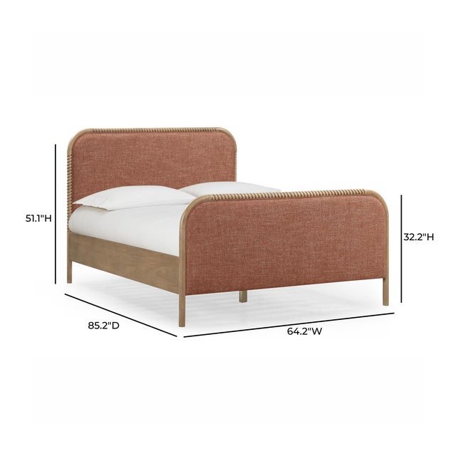 Hatia Sienna Red Basketweave Queen Panel Bed For Sale - Image 10 of 11