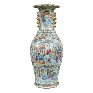 Large Antique Chinese Qing Dynasty Famille Rose Porcelain Vase, 1800s For Sale