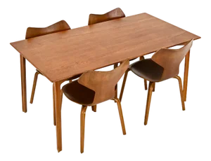 Dining Table and Chairs by Arne Jacobsen for Fritz Hansen, 1950s, Set of 5