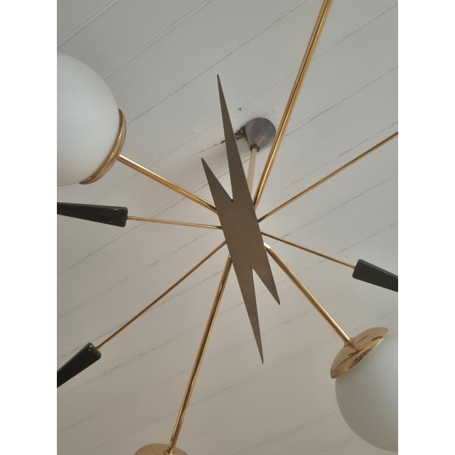 Black Mid-Century French 4-Light Chandelier, 1950s For Sale - Image 8 of 10