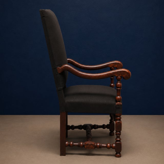 19th Century French Louis XIII Walnut Armchair (B) For Sale - Image 4 of 5