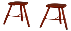 Red Painted Wooden Stools with Splayed Legs, 1950s-1960s, Set of 2