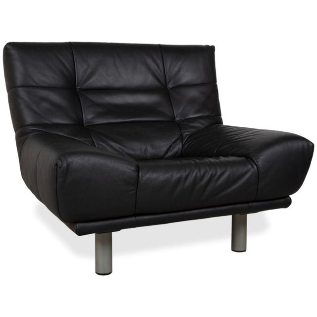 Set of BMP 418 Lounge Chair and Ottoman in Black Leather from Rolf Benz, Set of 2 For Sale - Image 4 of 18