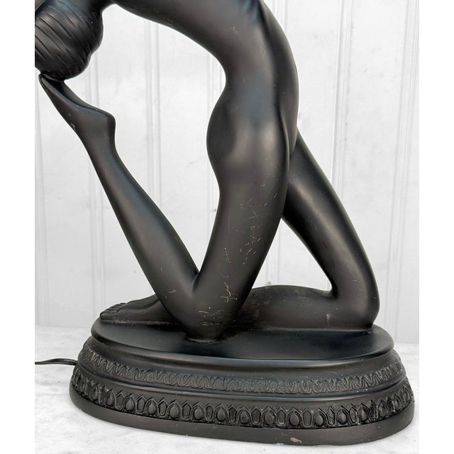 Vintage Art Deco Nude Women Globe Figural Table Lamp For Sale - Image 12 of 15