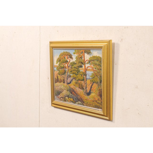 Mid 20th Century Swedish Coastal Painting W/ Wind Swept Trees For Sale - Image 10 of 13