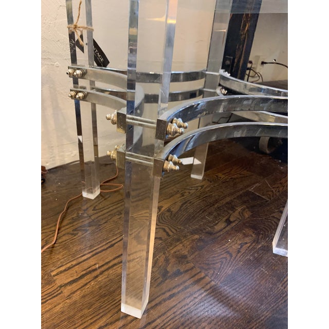 Mid-Century Modern Mid 20th Century Lucite Table Base With Glass Top For Sale - Image 3 of 5