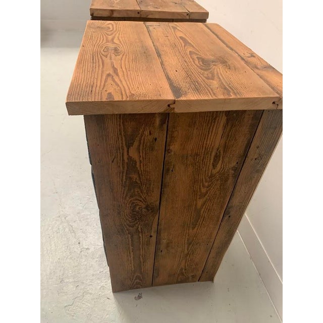 Wood Small Brutalist Chests of Drawers in Patinated Fir, Set of 2 For Sale - Image 7 of 10