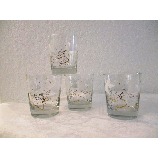Anchor Hocking Herald Angel Holiday Lowball Glasses, Set of 4 For Sale - Image 4 of 4