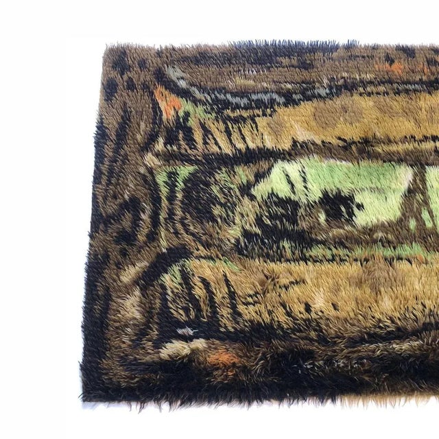 Mid-Century Modern Scandinavian Abstract High Pile Rya Rug, Denmark, 1960s For Sale - Image 3 of 15