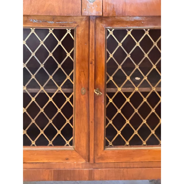 19th Century 19th Century Regency Columned Cabinet With Grille Lattice Doors For Sale - Image 5 of 16