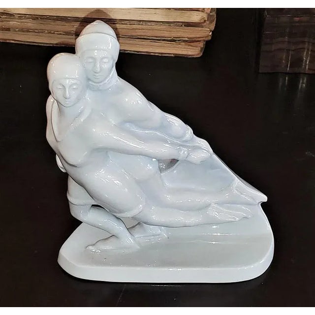 Belgian Art Deco Charles Catteau Bfk Ice Skater Sculpture For Sale - Image 12 of 13