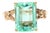 Vintage 3.58 Carat Pastel Green Colombian Emerald 14k Gold Solitaire Scroll Ring, Size 6 For Sale