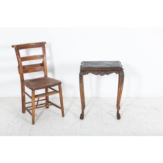 English Oak & Faux Marble Lion Paw Side Table For Sale - Image 9 of 10